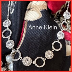 Anne Klein Elegant Silver Stone Necklace with Circular Accents